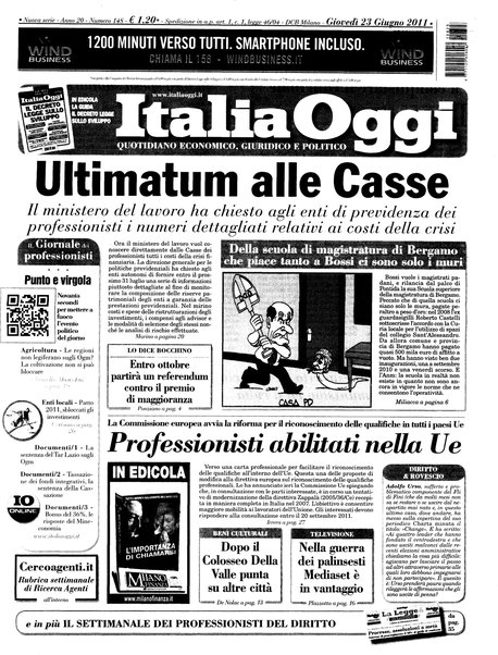 Italia oggi : quotidiano di economia finanza e politica